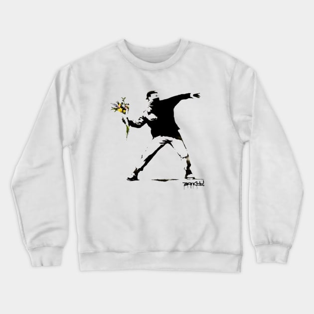 BANKSY Flower Thrower Crewneck Sweatshirt by inkstyl